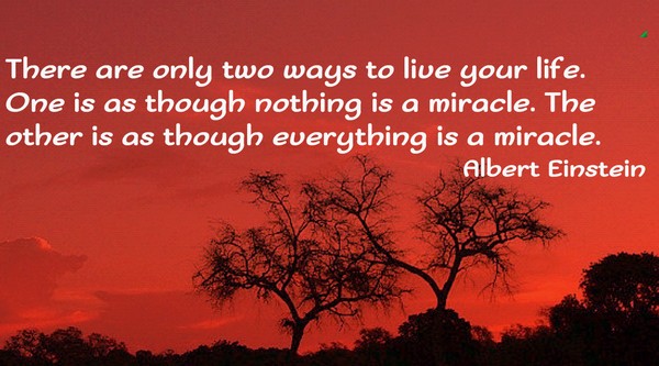 There are only two ways to live your life. One is as though nothing is a miracle.