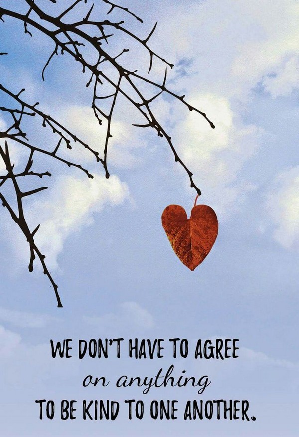 We don’t have to agree on anything to be kind to one another.