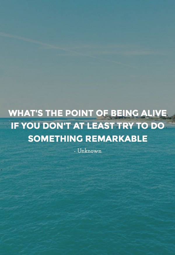 What’s the point of being alive if you don’t at least try to do something remarkable