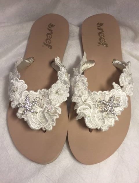 35 Stunning Beach Wedding Shoes for the Perfect Seaside Nuptials 3 Lace Flip Flops