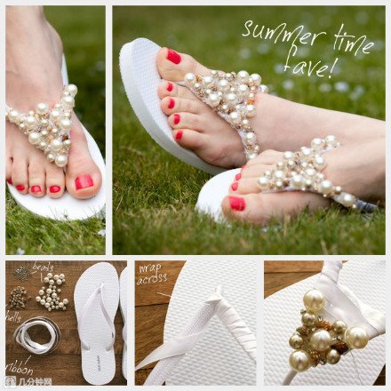 35 Stunning Beach Wedding Shoes for the Perfect Seaside Nuptials 9 Pearly Flip Flops