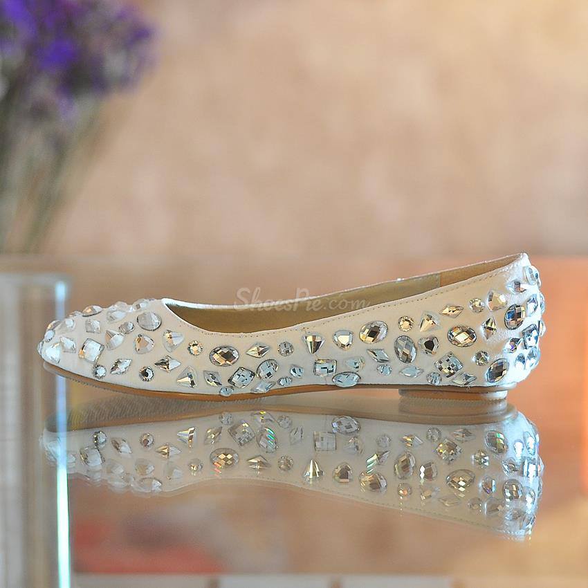 Shoespie Rhinstone Flat Bridal Shoes