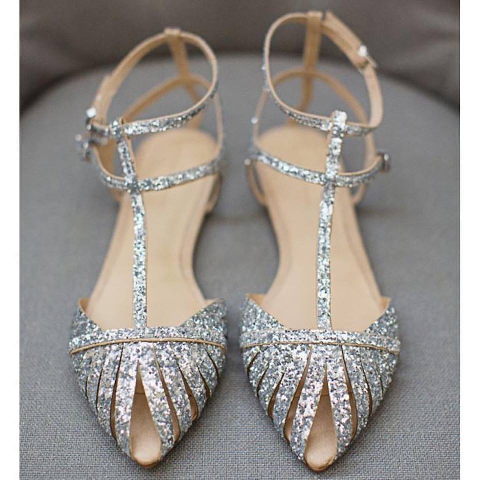 35 Stunning Beach Wedding Shoes for the Perfect Seaside Nuptials 18 Silver Sparkle Flats