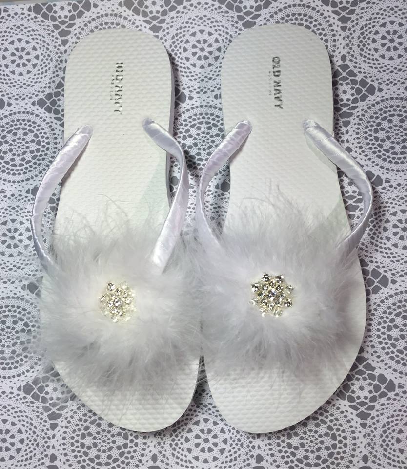 White Flip Flop, Satin Wrapped Straps