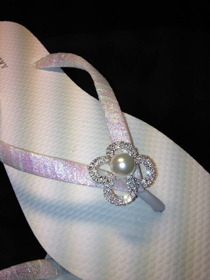 White Pearl and Diamond Studded Flower