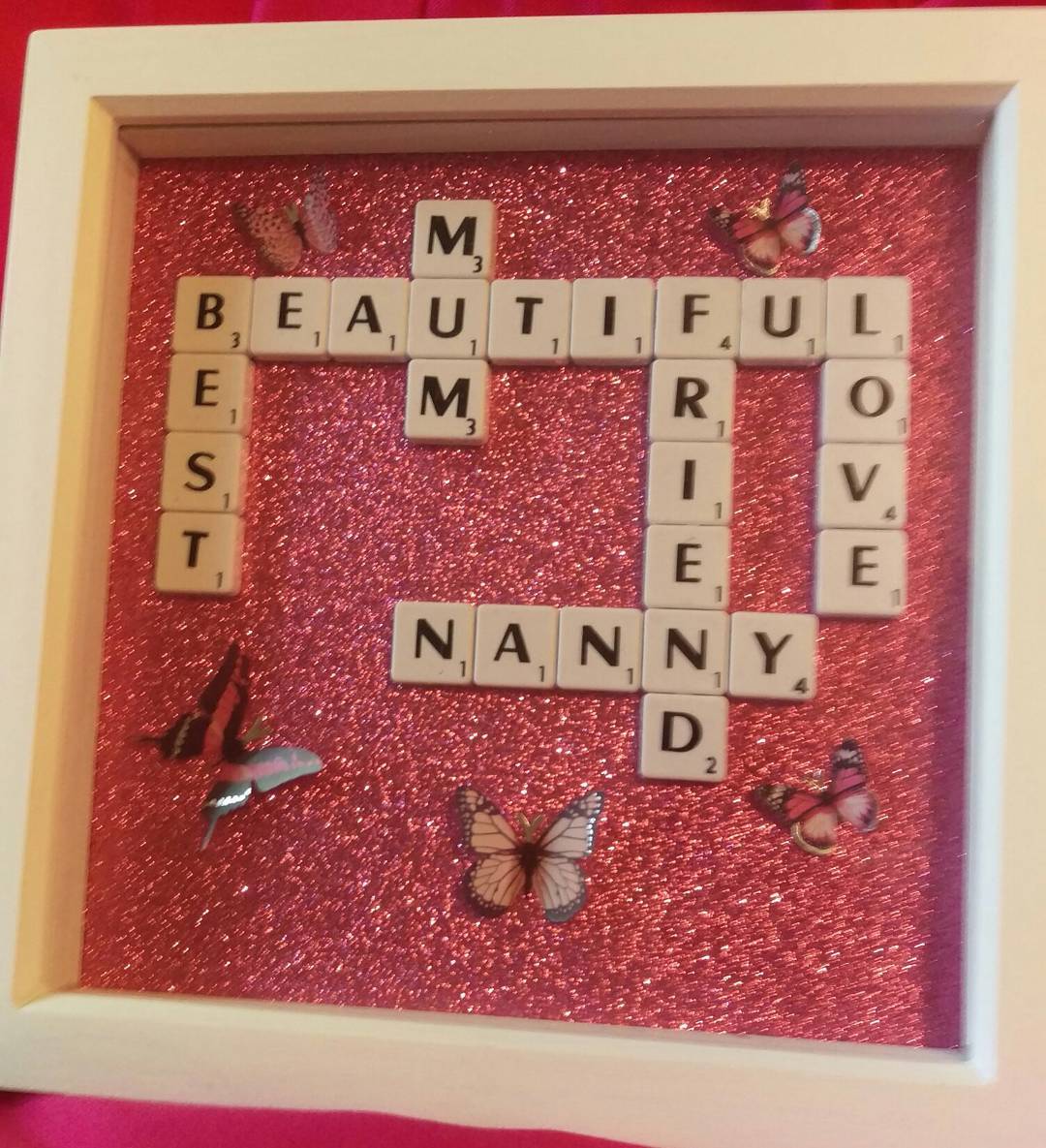 #mumframe #butterfly #scrabble #tiles #pink #love #mothersdaygifts #beautiful #best #friend