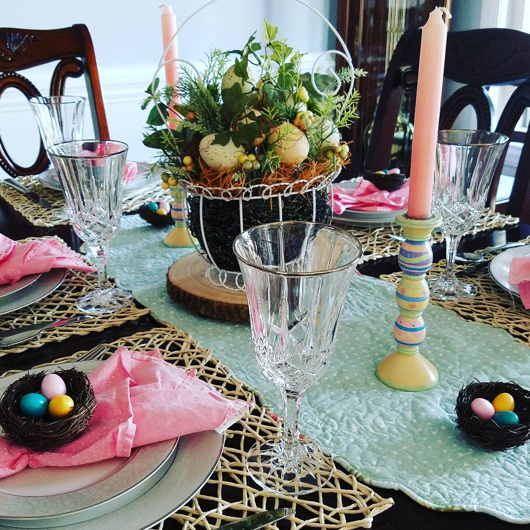 #spring #easterdecor #eastertable #eastertablescape #springhassprung #blessed #nest #rustictable
