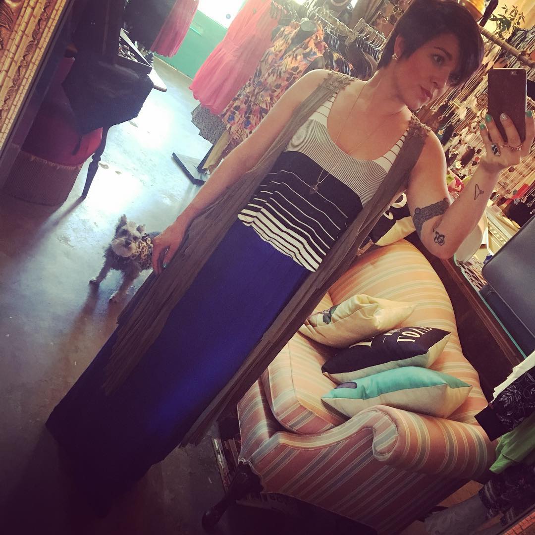 I'm absolutely loving this beautiful Maxi dress that just arrived here this week! Come on over & try it out! #bishopartsdistrict #maxidresses #dresses