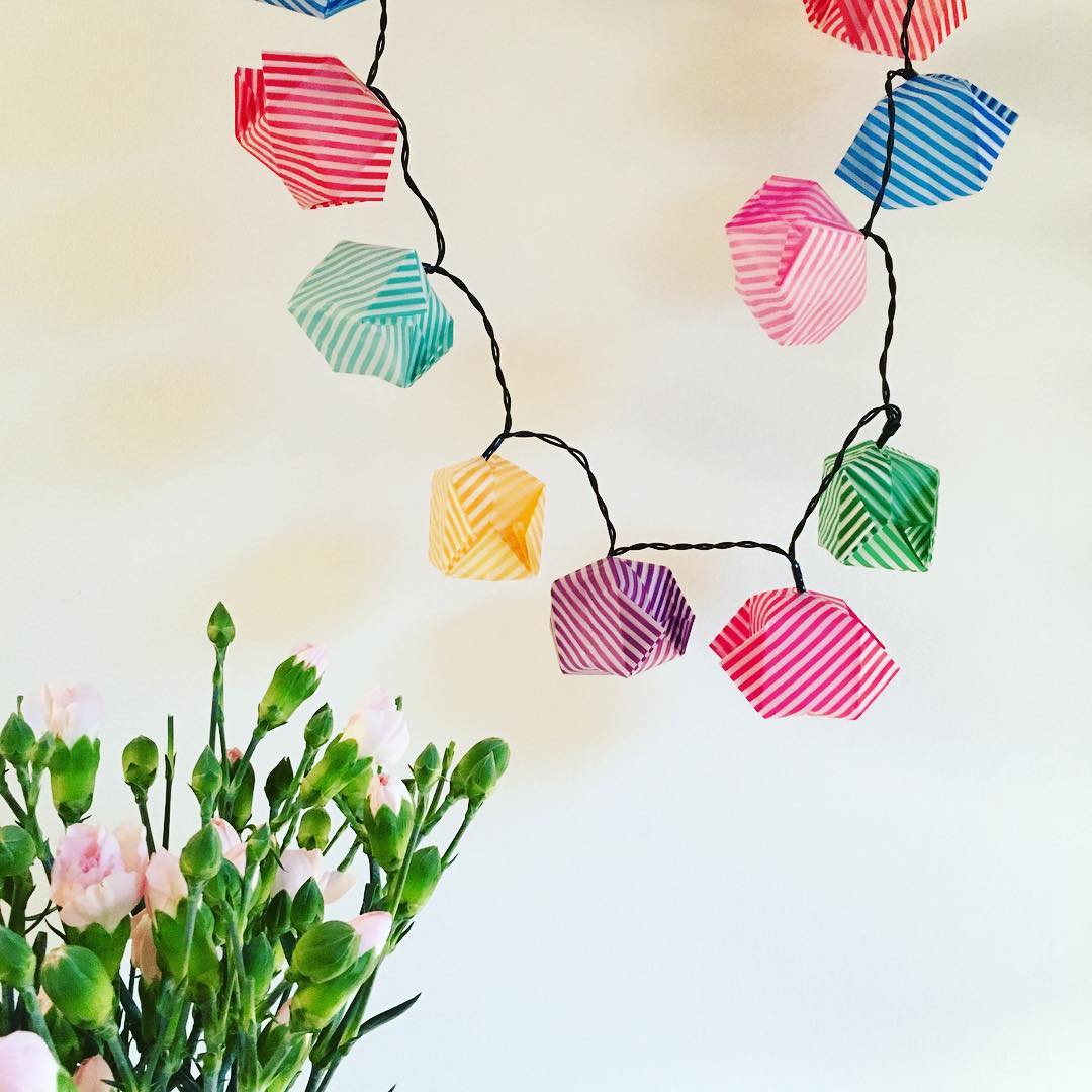 Rainbow origami fairy lights! #fairylights #handmade #madebyme #stringlights #colourful #bedroomfairylights
