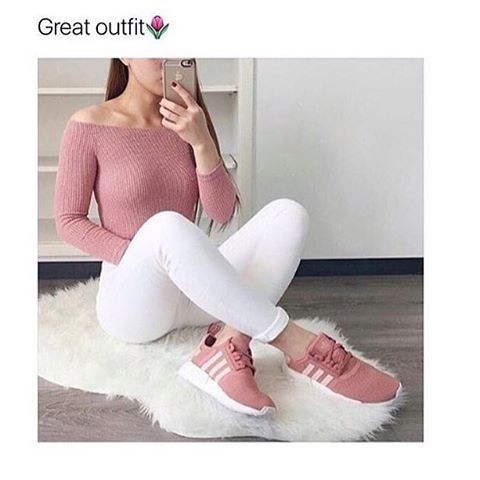 #outfit #trendyoutfits #trendy #adidas #adidasshoes #pink #pinkoutfit #whiteoutfit #instagood #happy #love #cute #fashion #beautiful