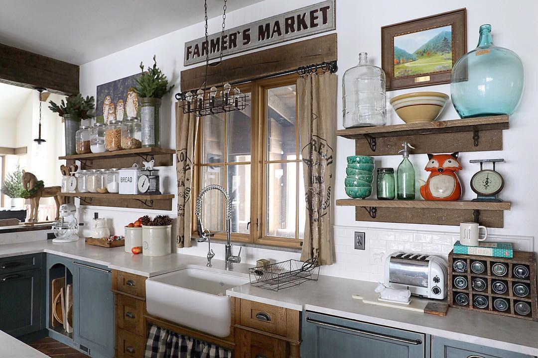 Amazing Shelves, Blue Cabinet And Light Fixer