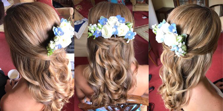 Bouncy Half Up With Flower Hair Comb