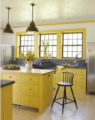 Farm House Style Yellow Vintage Kitchen