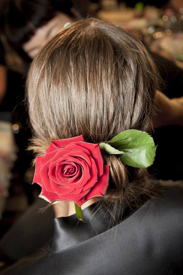 Low Bun With Rose