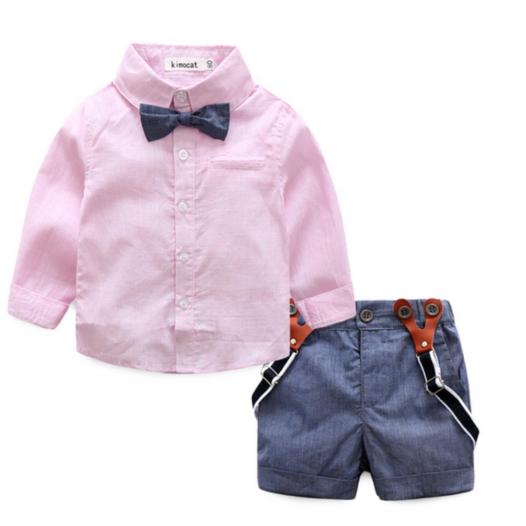 Pink shirt With Denim Shorts And Bow