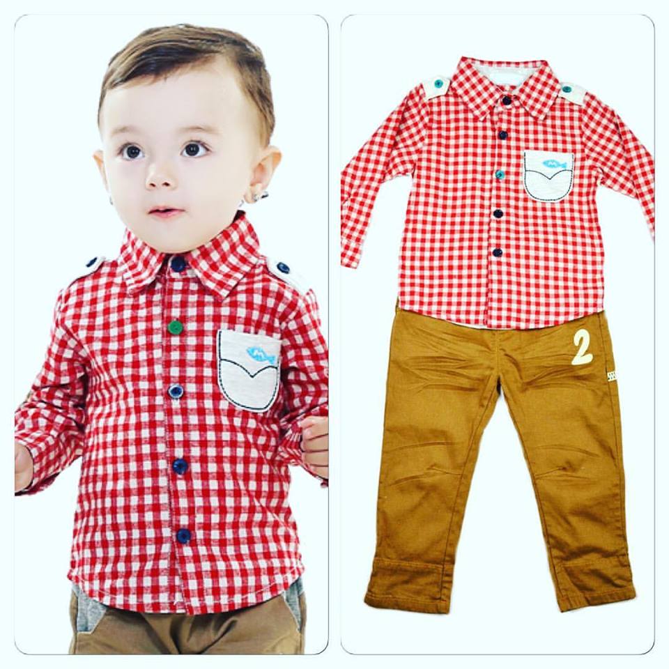 Red & White Gingham Style Shirt With Pant