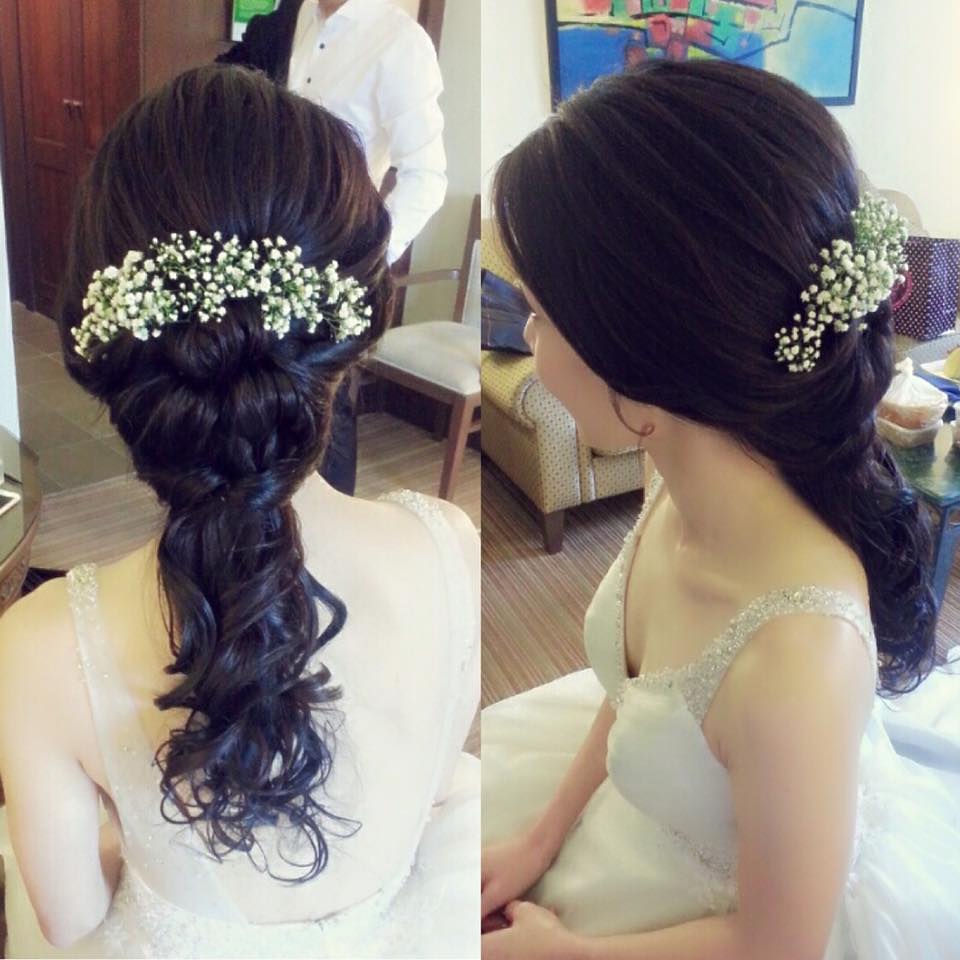 Soft Curls Updo With Fresh Flowers