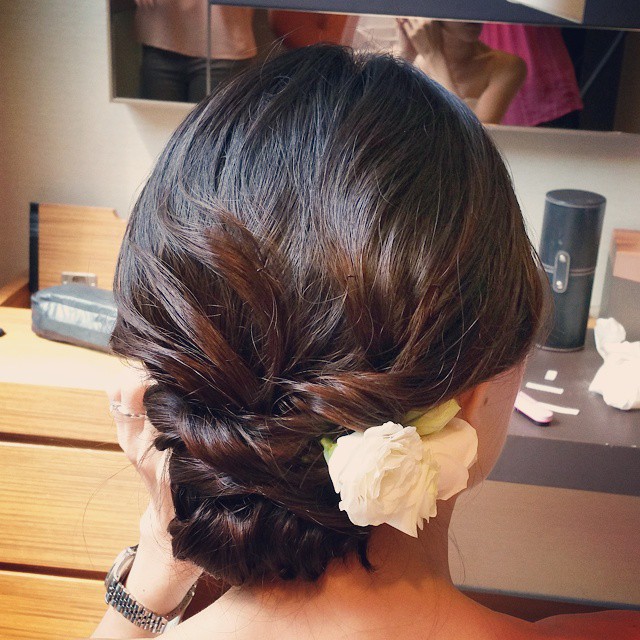 Textured Low Bun With Flower