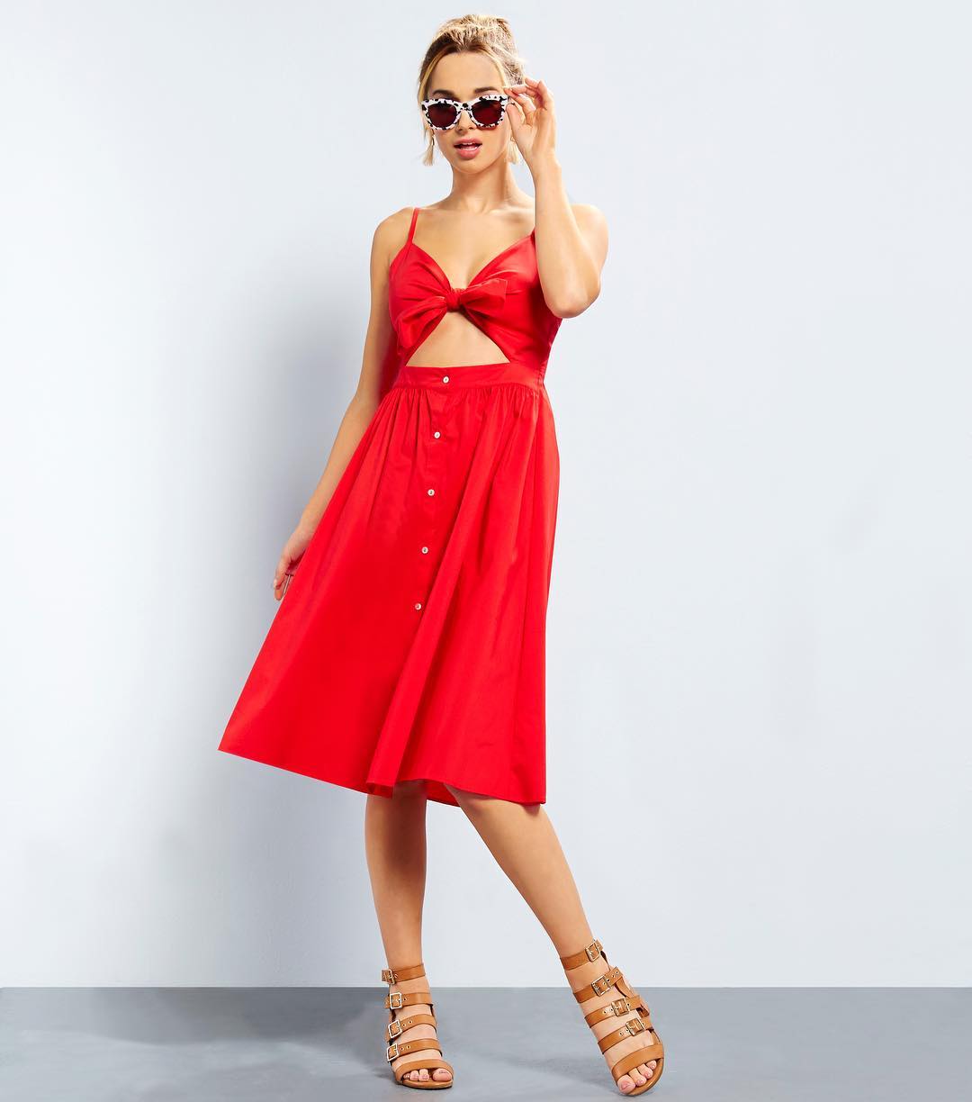 Trendy Red Cutout Dress