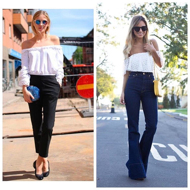 White Off The Shoulder Top, Jeans With Black Flat Belly Shoes