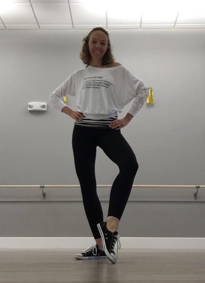 White Top, Black Legging With Flat Shoes