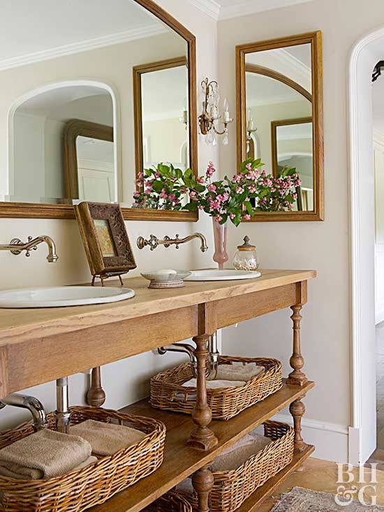 Adorable Big Mirror In Bathroom