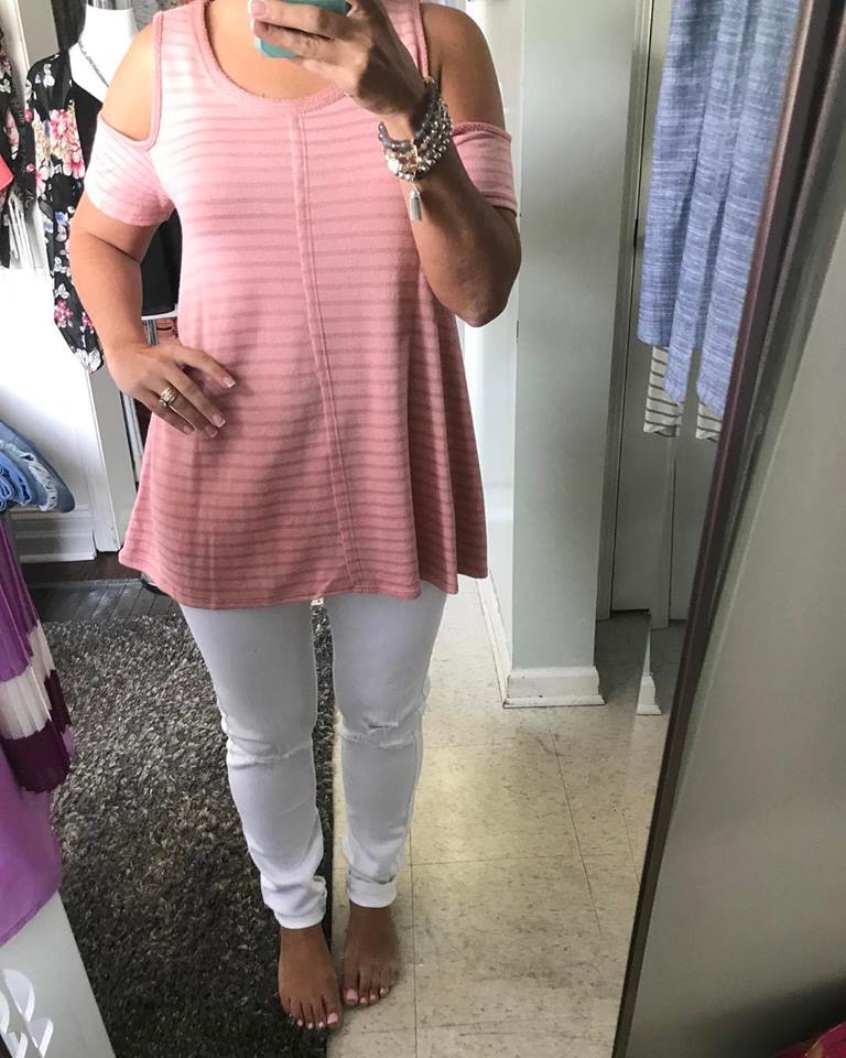 Amazing White Jeans With Cold Shoulder Top