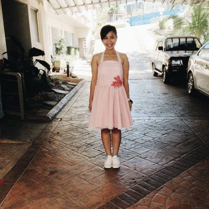 Baby Pink Dress With White Sneaker