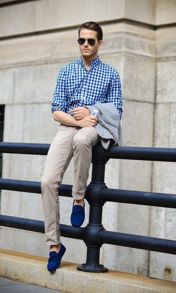 Blue Gingham Shirt With Pant
