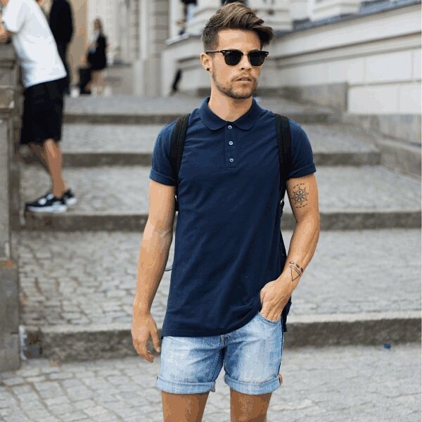Collar Style T-Shirt With Blue Denim Jeans