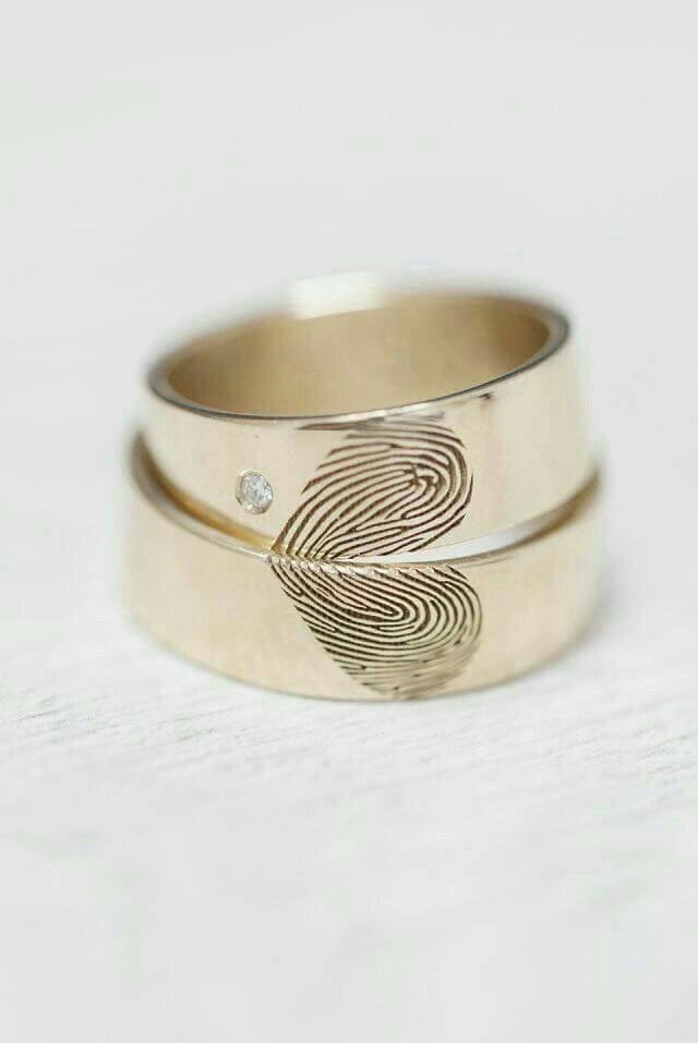 Creative Finger Print Engagement Rings
