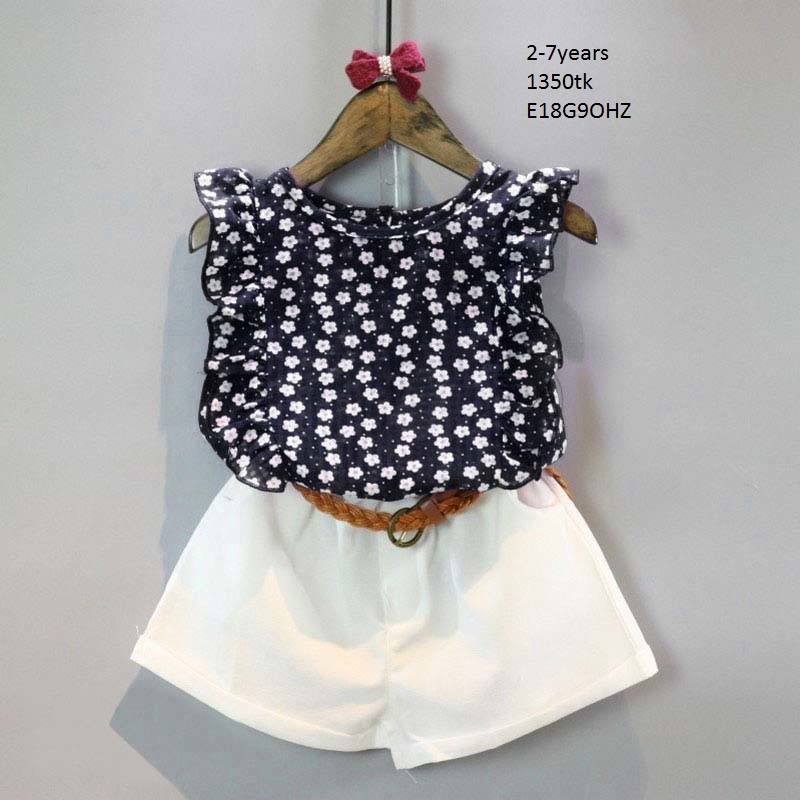 Floral Polka Dots Top With White Shorts