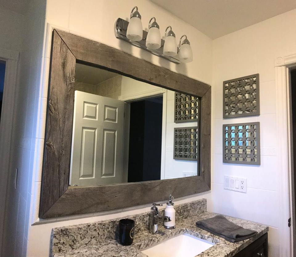 Grey Barnboard Bathroom Mirror