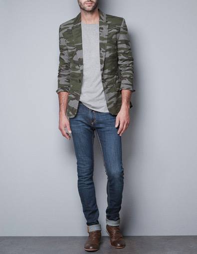 Jeans With Army Print Jacket
