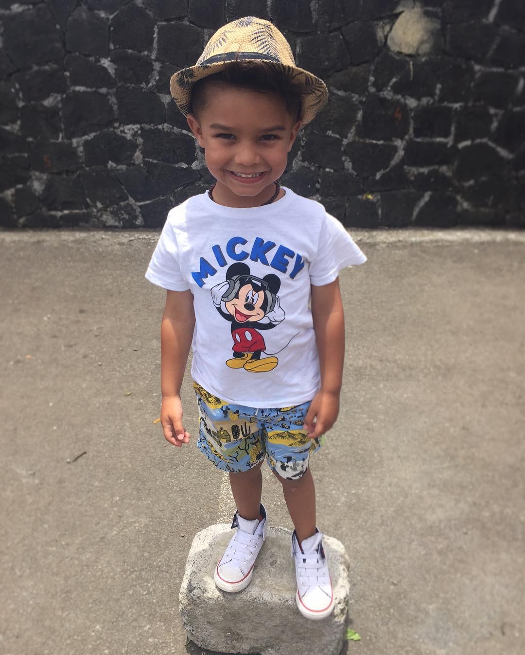Mickey Print T-Shirt With Funny Shorts