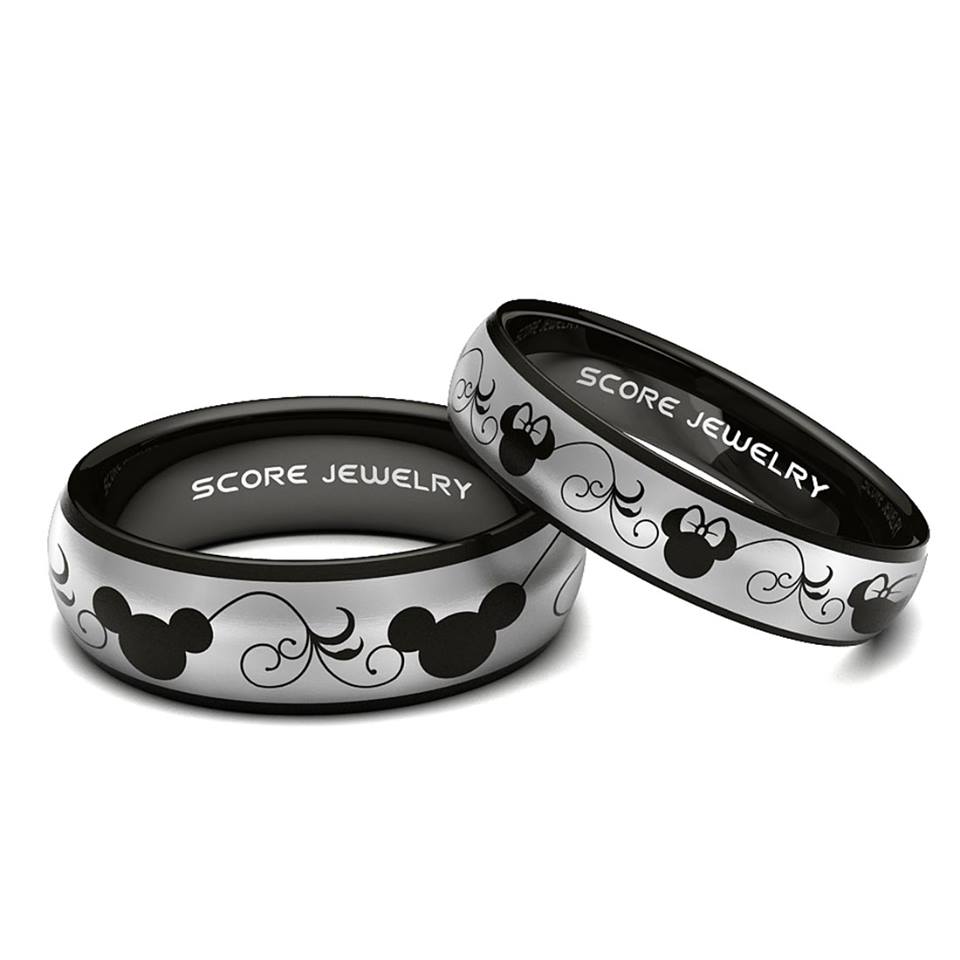 Mickey and Minnie Tungsten Band Couple Set