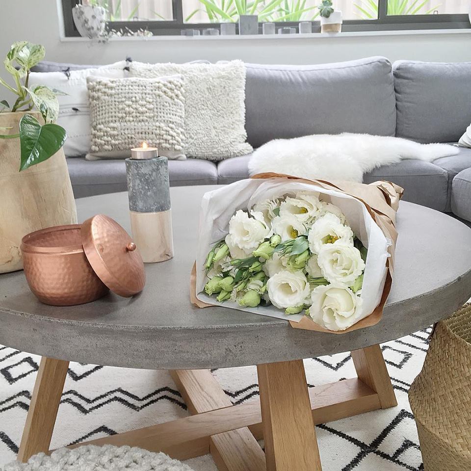 Simple Grey And White Sofa With DIY Table