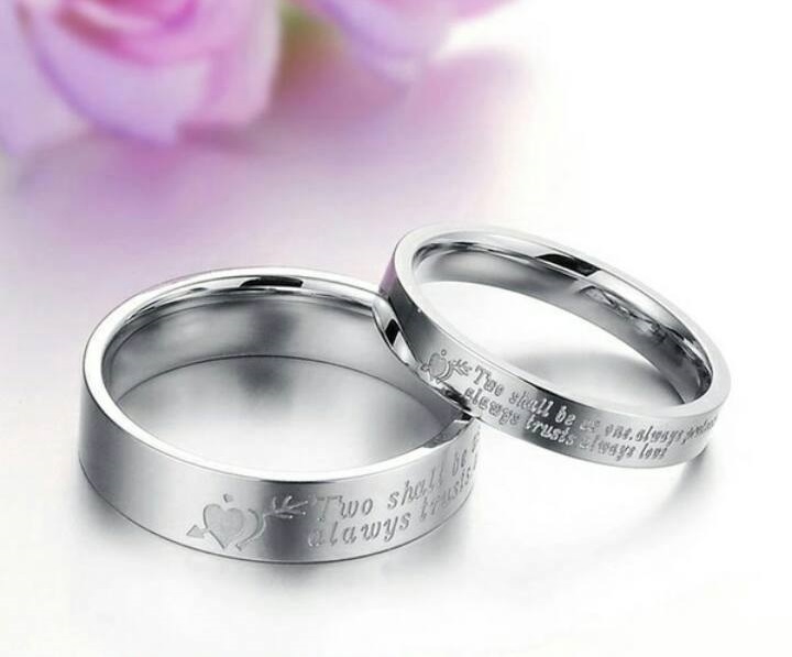 Stylish Cupid's Arrow Couple Stainless Steel Comfort Fit Wedding Bands Promise Ring
