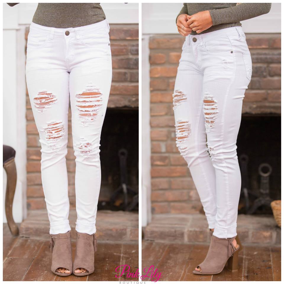 The Heather White distressed Machine Jeans