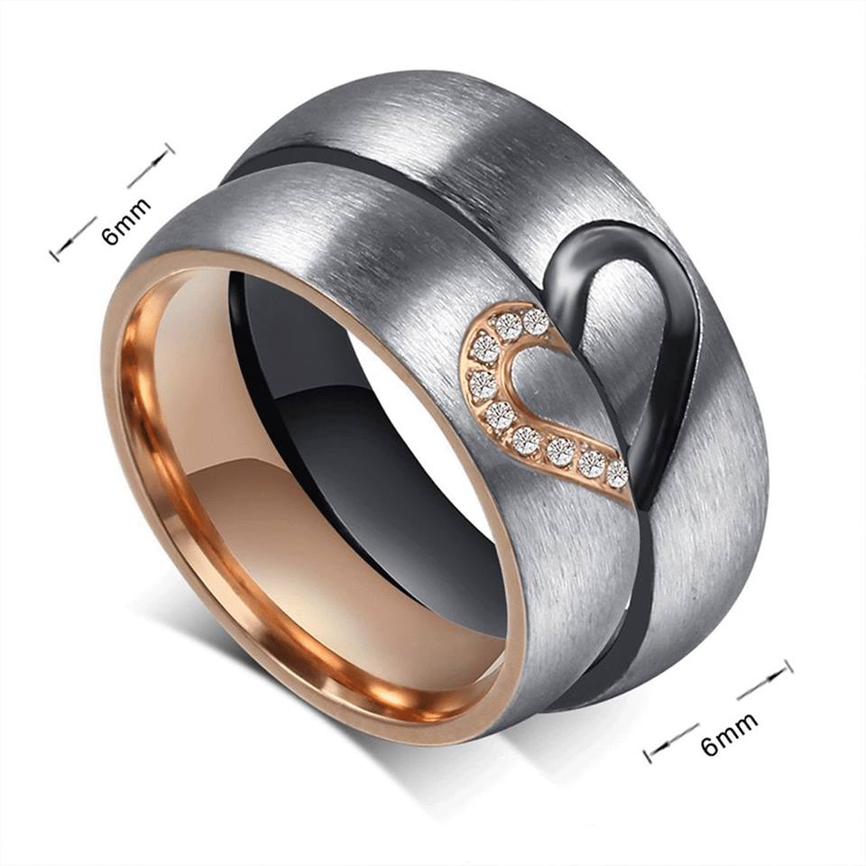 Titanium Heart Couple Rings