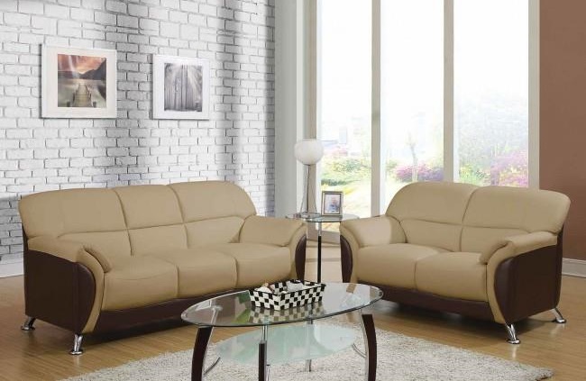 Two Tone Sofa Set With Brick Wall