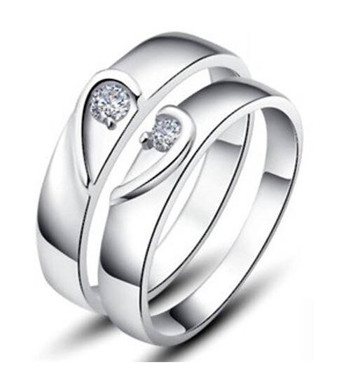 White Gold Plated Heart Couple Rings