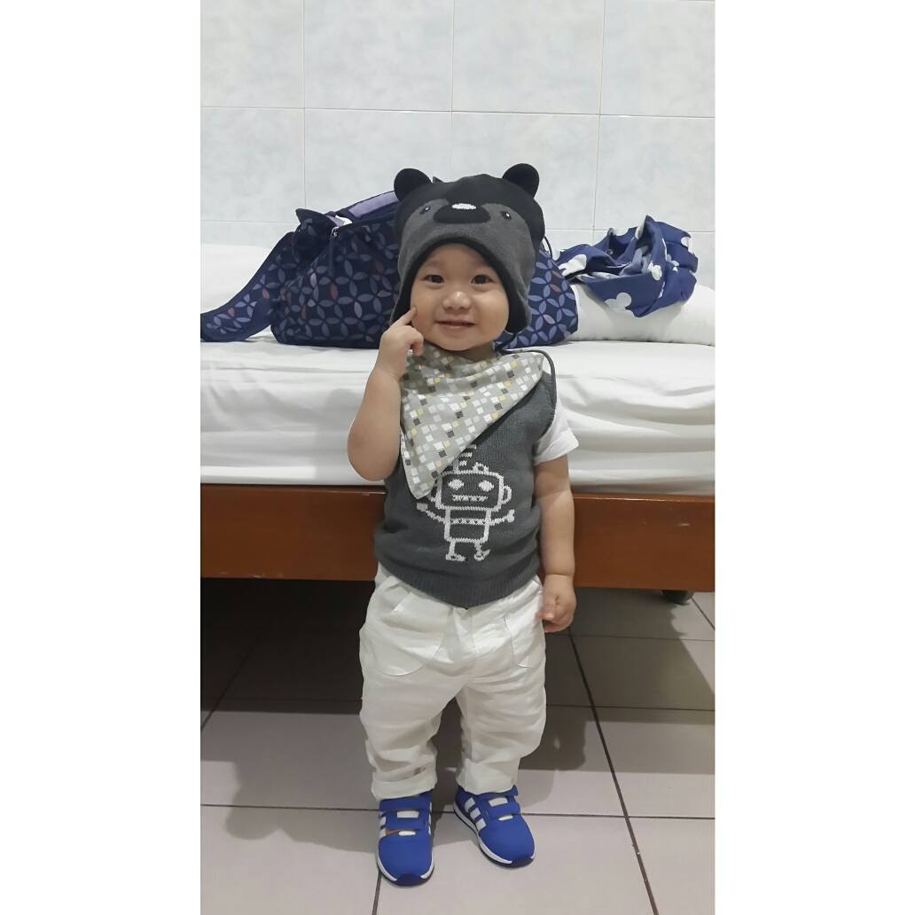 Wonderful Outfit Of Cute Baby With Blue Sneaker
