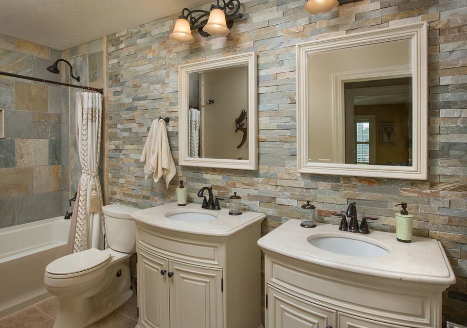Add Texture To Your Bathroom With This Beautiful Stone Wall