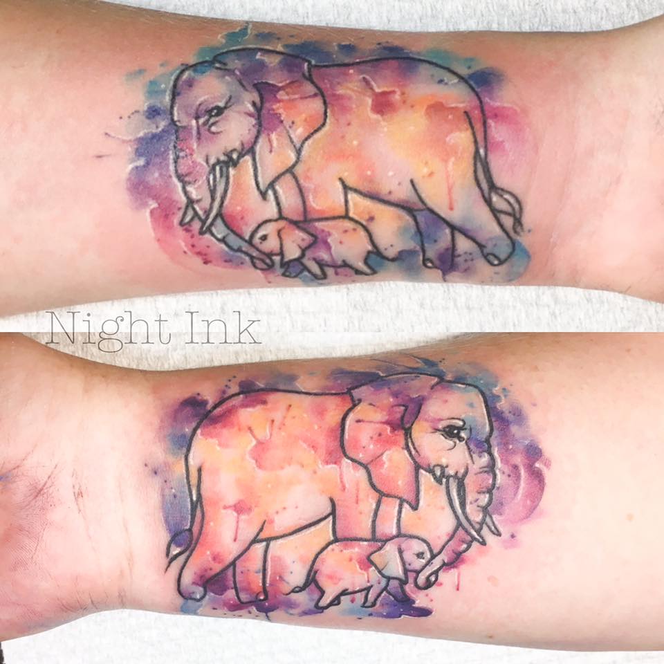 Appealing Matching Elephant Tattoo On Arm