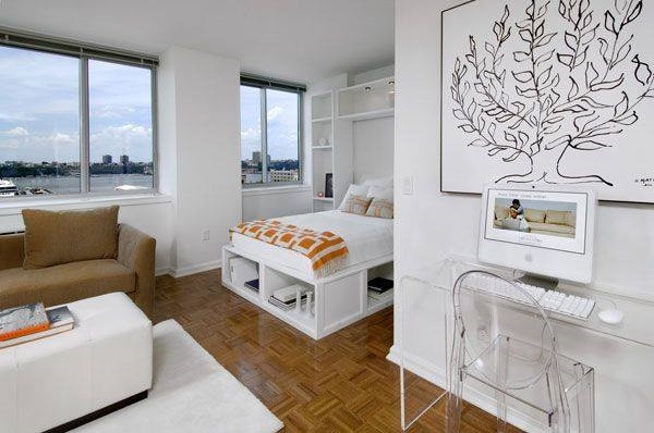 Appealing White With Nature View Studio Apartment