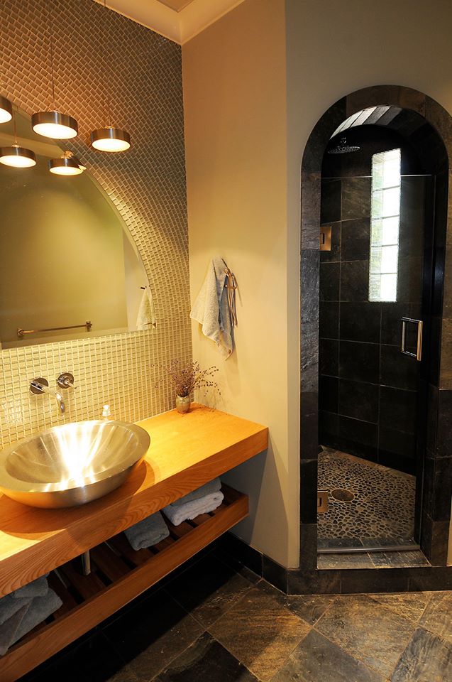 Attractive Stone Tiles & Flooring With Big Mirror