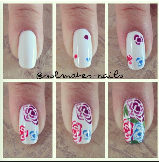 Attractive White Nails With Rose