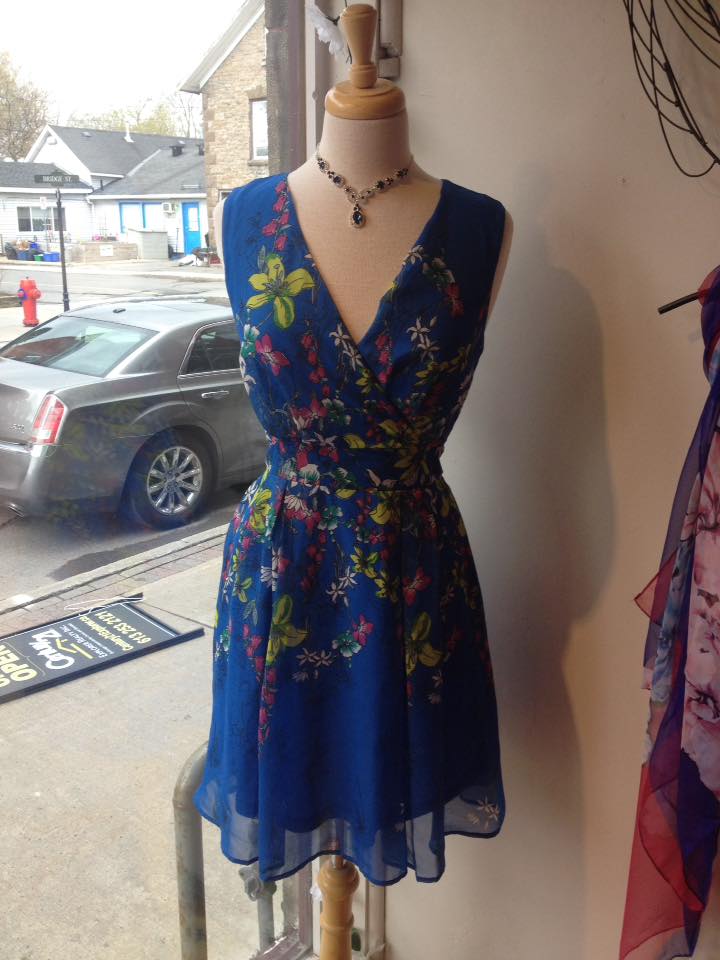 Blue Printed Chiffon Short Dress