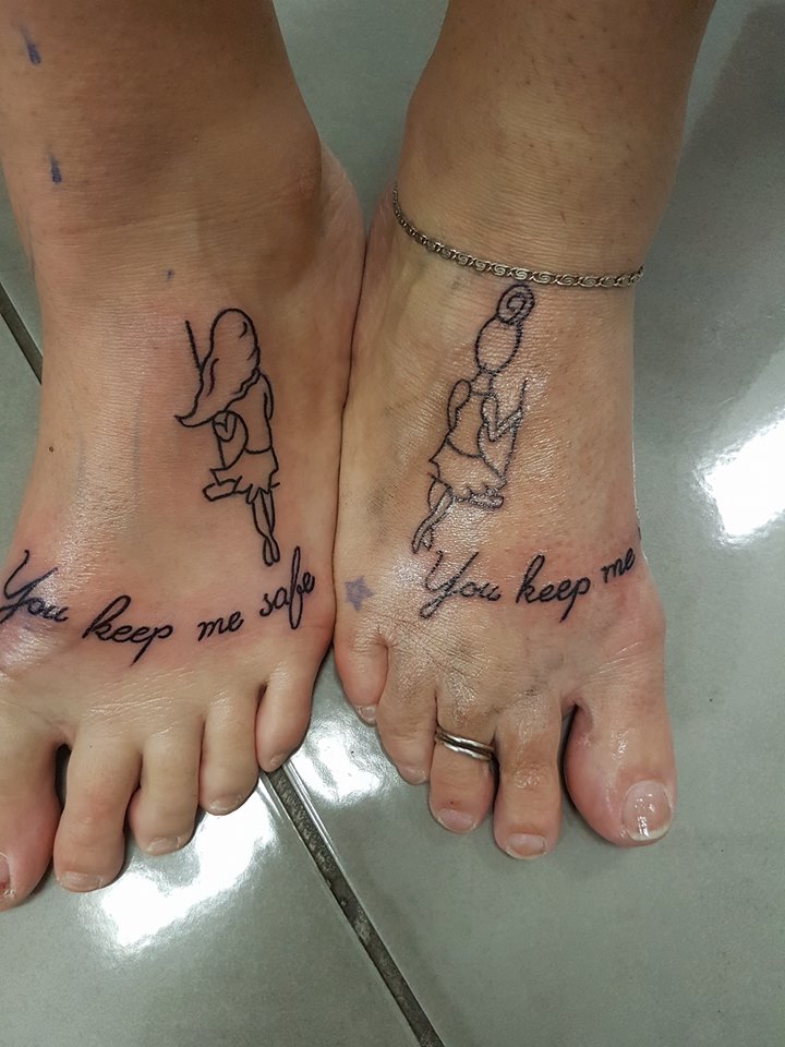 Chic Line Work Tattoo On Foot